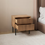 Yoka rustic oak bedside table with Rubberwood drawers