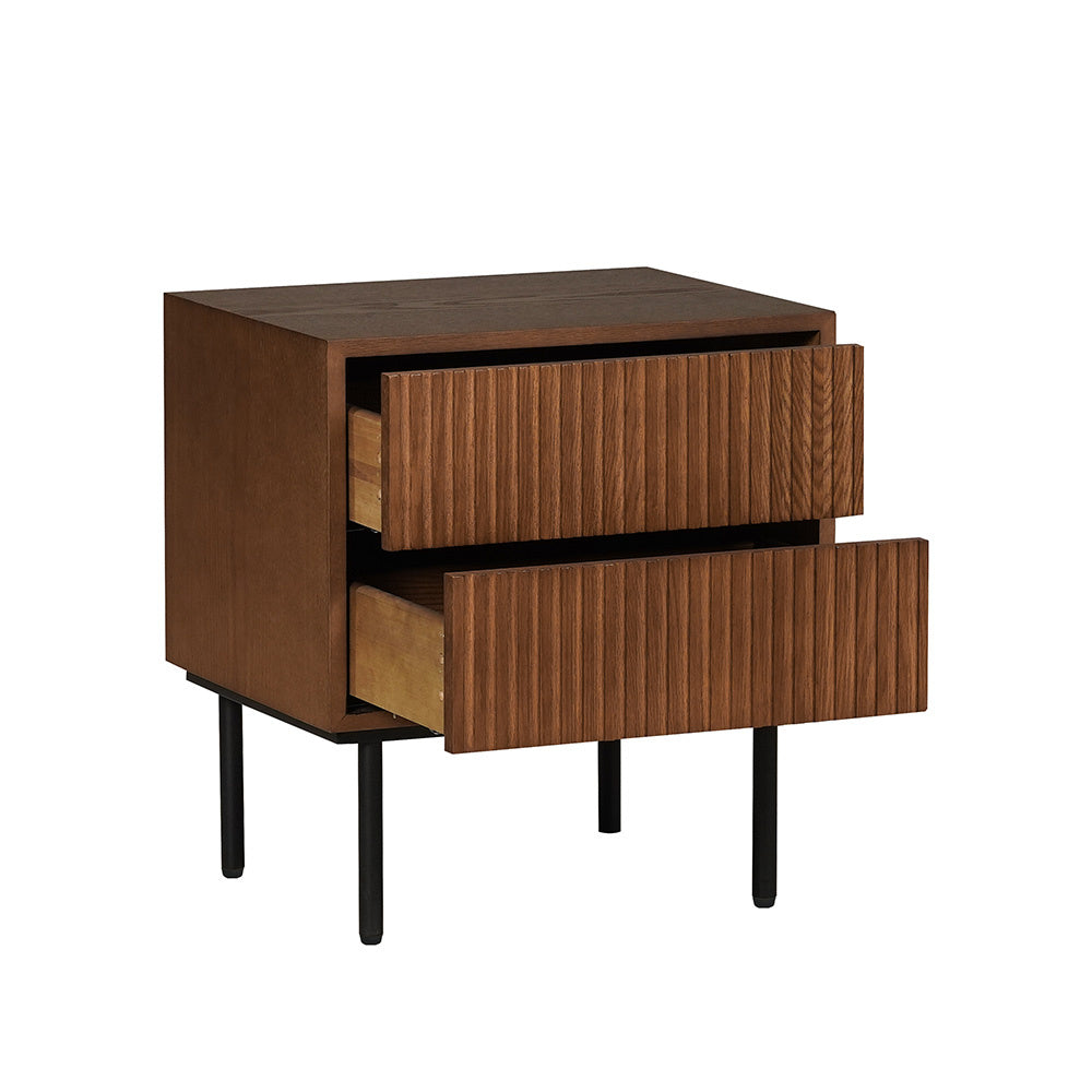 Yoka rustic oak bedside table with Rubberwood drawers