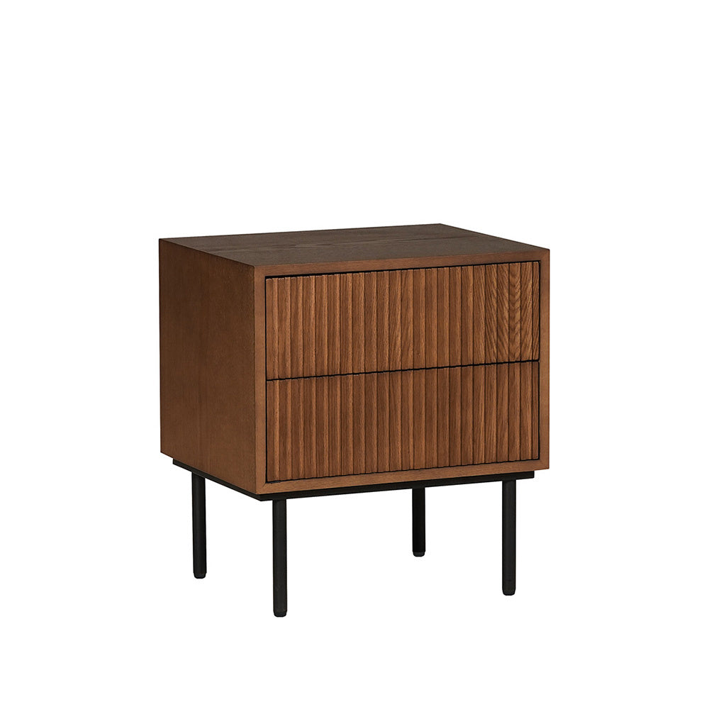 Yoka rustic oak bedside table with Rubberwood drawers