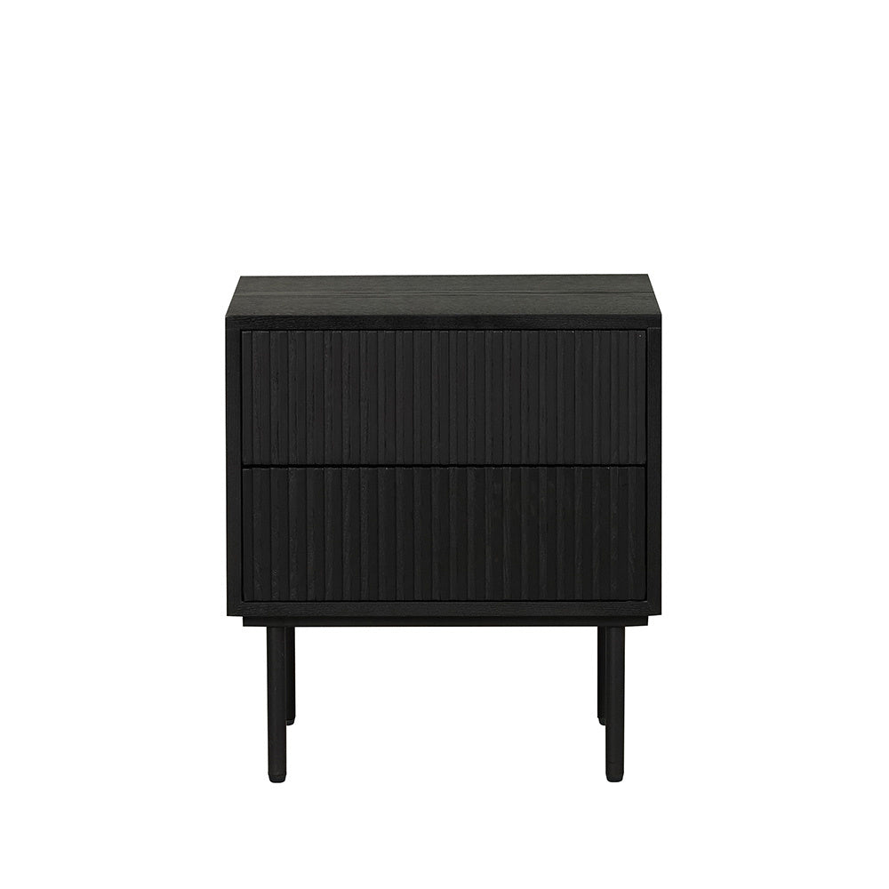 Yoka bedside table black oak with Rubberwood drawers