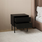 Yoka bedside table black oak with Rubberwood drawers