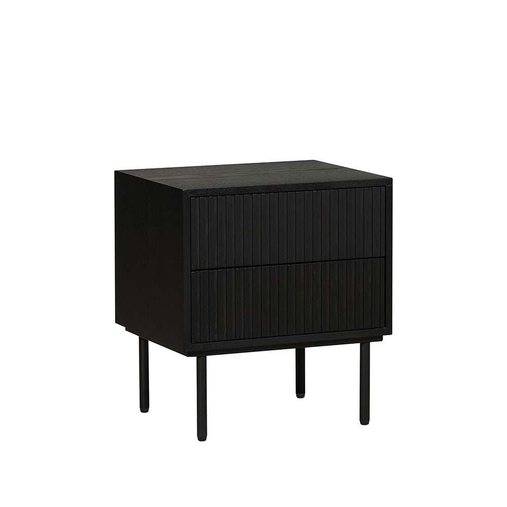 Yoka bedside table black oak with Rubberwood drawers