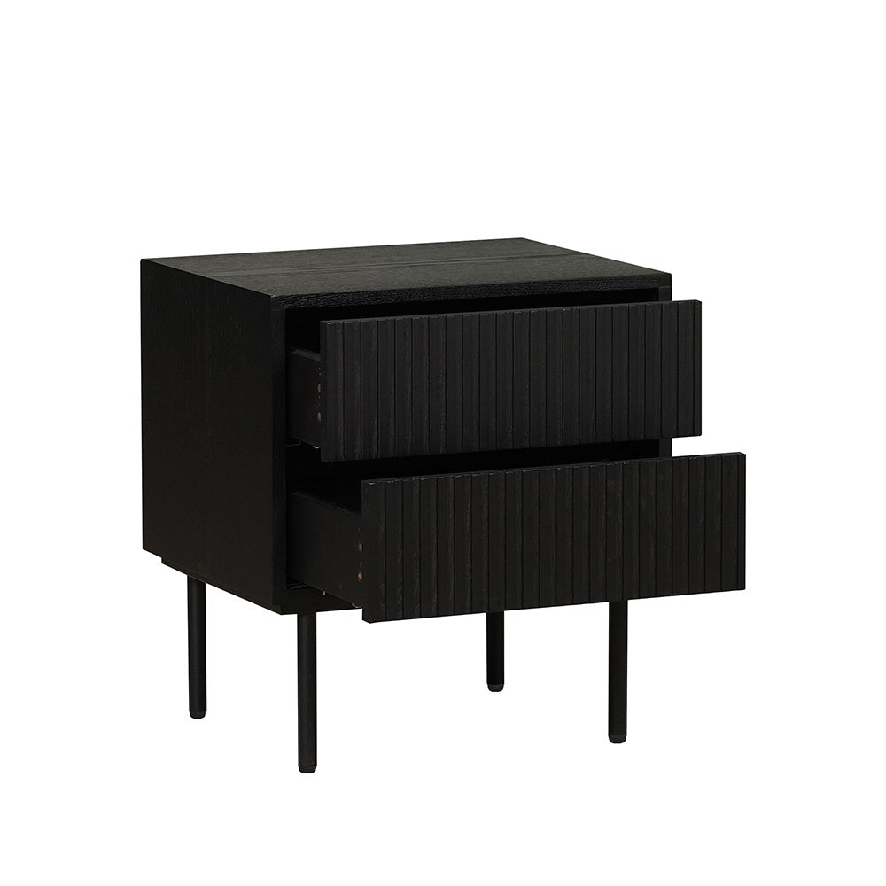 Yoka bedside table black oak with Rubberwood drawers