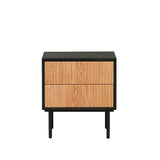 Yoka bedside table black/white oak with drawers. Oak Rubberwood