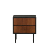 Yoka bedside table black/rustic oak with drawers Oak Rubberwood