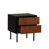 Yoka bedside table black/rustic oak with drawers Oak Rubberwood