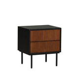 Yoka bedside table black/rustic oak with drawers Oak Rubberwood