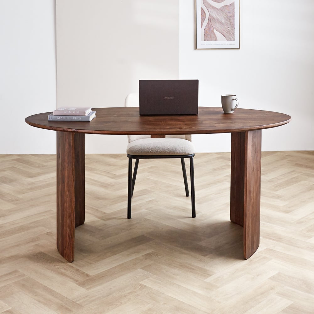 Eettafel Yves Walnut Finish Dimehouse Bruin LxBxH 165x95x10 Acaciahout Sfeerfoto vooraanzicht