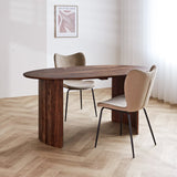 Eettafel Yves Walnut Finish Dimehouse Bruin LxBxH 185x105x9 Acaciahout Sfeerfoto schuin vooraanzicht