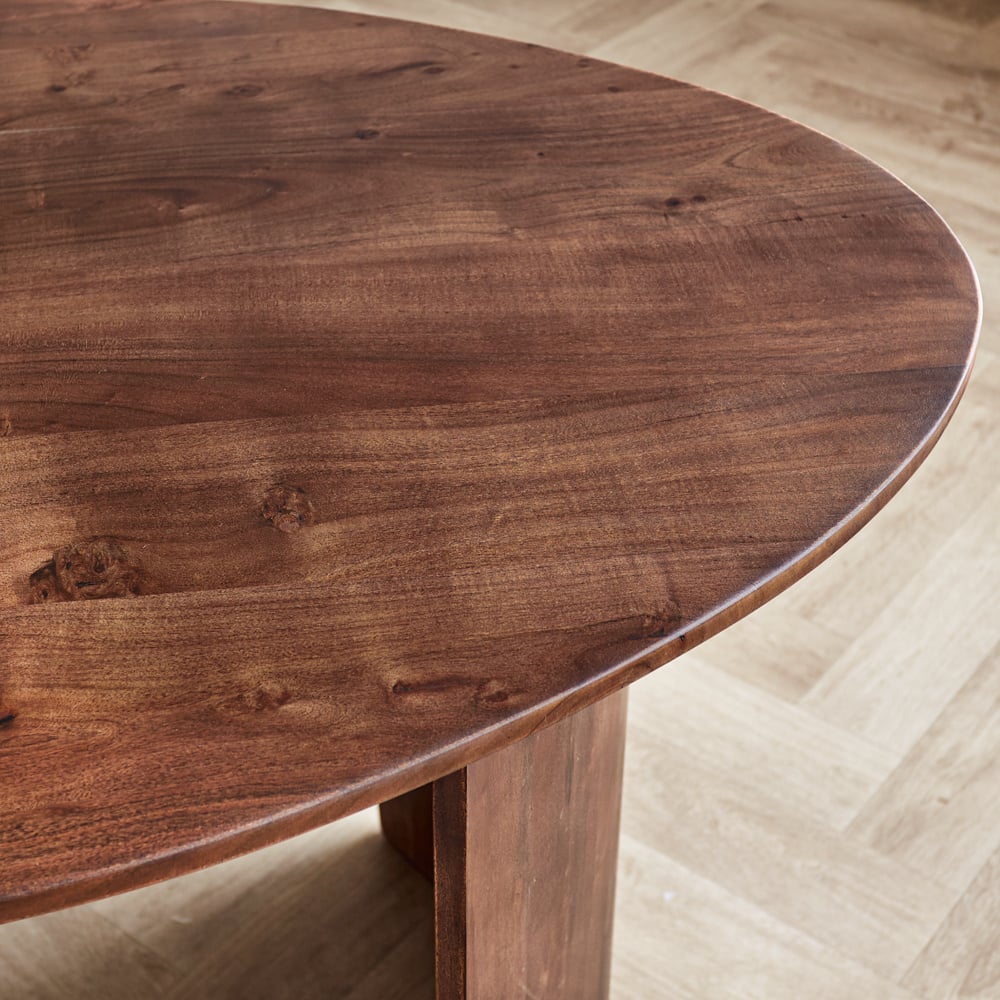 Eettafel Yves Walnut Finish Dimehouse Bruin LxBxH 225x115x9 Acaciahout Witfoto detail