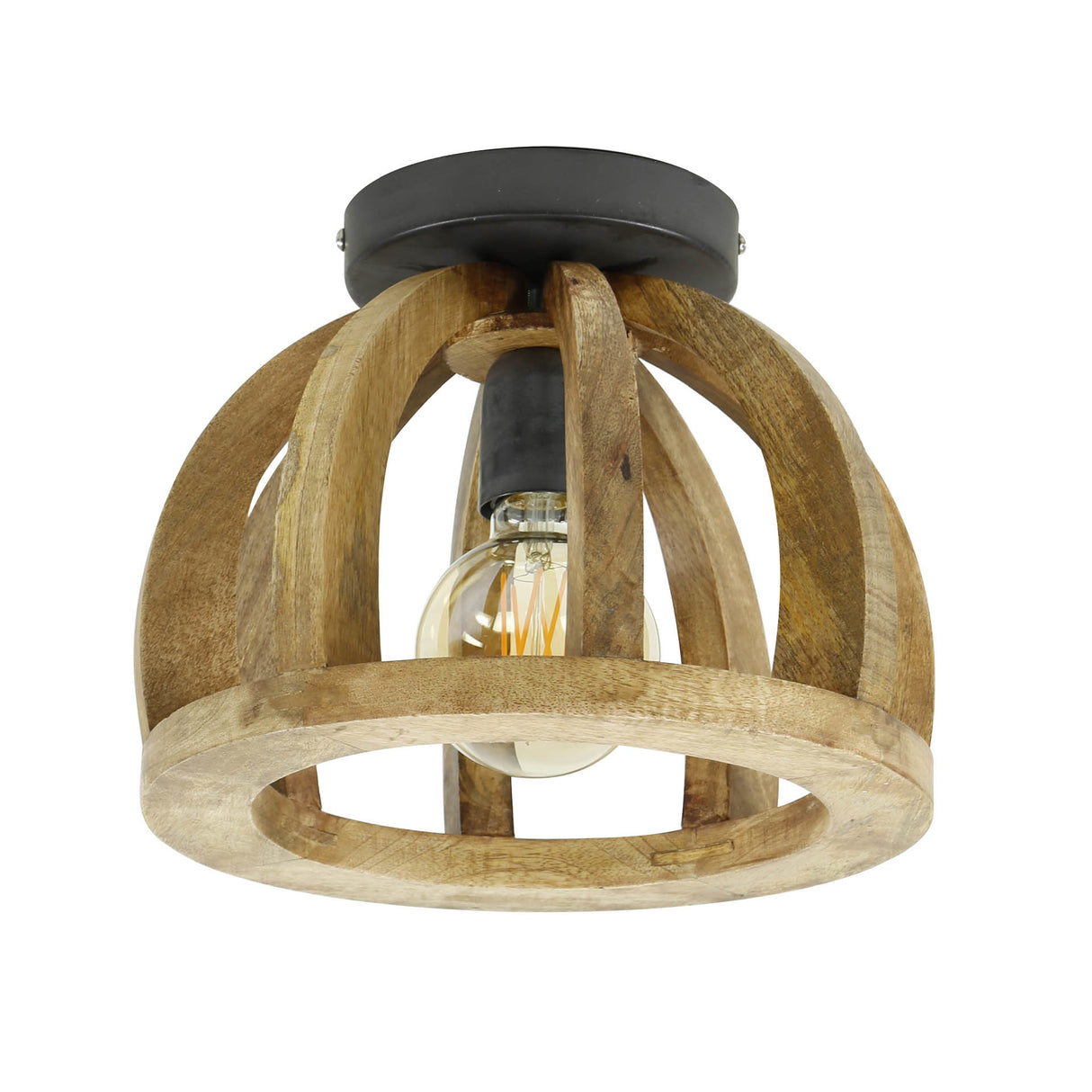 Plafondlamp Madri DH Interior Mango LxBxH 34x34x28 Mangohout Witfoto vooraanzicht