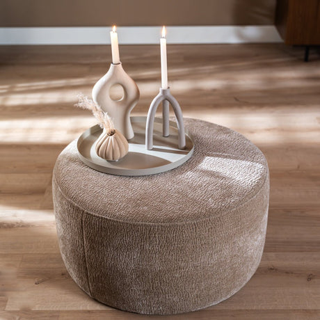 Poef Chloe rond chenille taupe ø70 cm