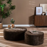 Poef Elle rond chenille mocha ø70 cm Bruin