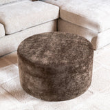Poef Elle rond chenille mocha ø70 cm Bruin