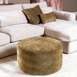Poef Elle rond chenille olijf groen ø70 cm