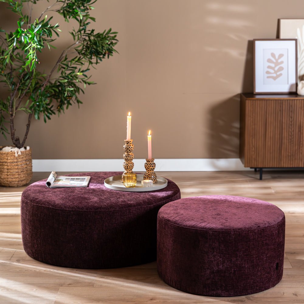 Poef Elle rond chenille paars ø70 cm