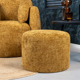 Pouf Feline chenille fabric ocher yellow Chenille, polyester