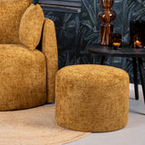 Pouf Feline chenille fabric ocher yellow Chenille, polyester