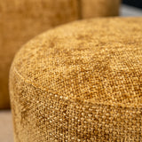Pouf Feline chenille fabric ocher yellow Chenille, polyester