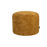 Pouf Feline chenille fabric ocher yellow Chenille, polyester