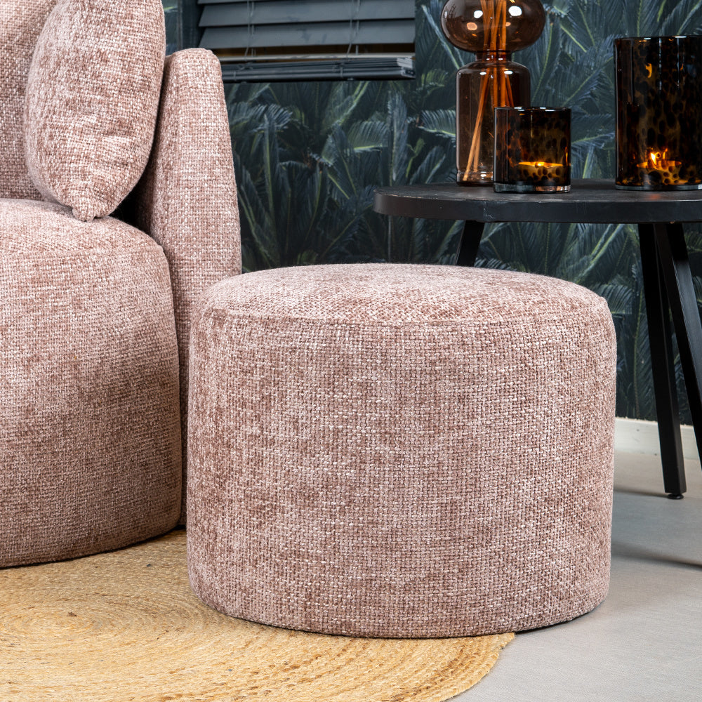 Pouf Feline chenille fabric pink Chenille, polyester