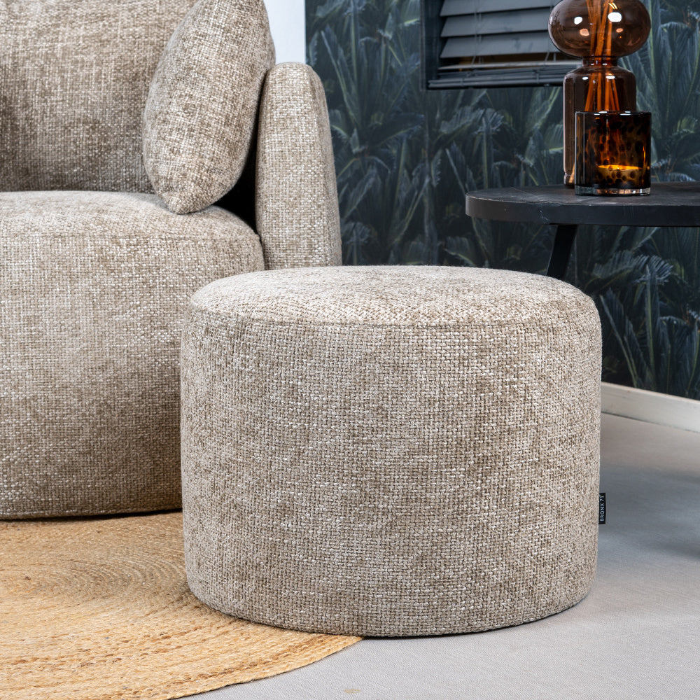 Pouf Feline chenille fabric taupe Chenille, polyester
