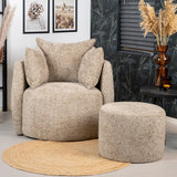 Pouf Feline chenille fabric taupe Chenille, polyester