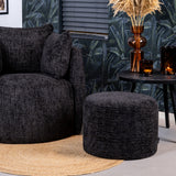 Pouf Feline chenille fabric black Chenille, polyester