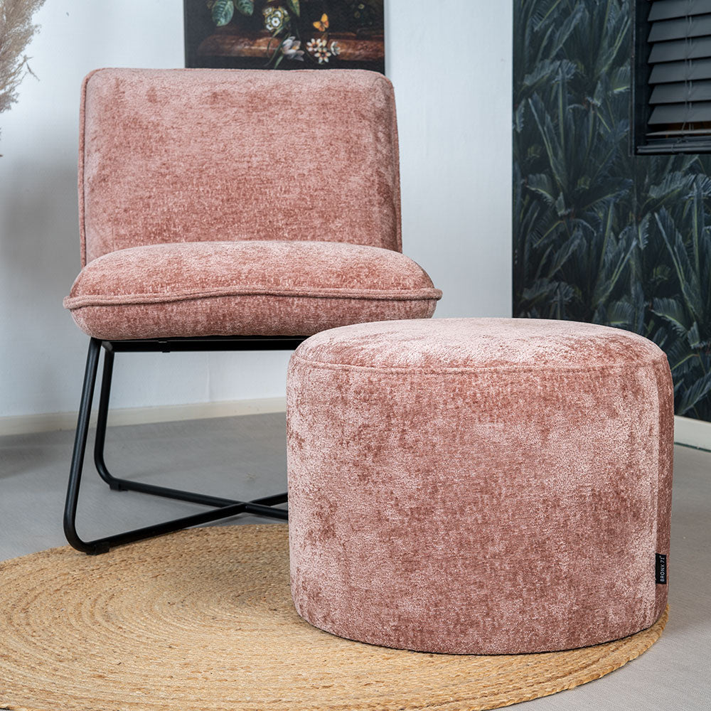 Pouf Juna chenille fabric pink Chenille, polyester