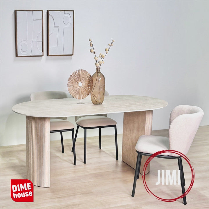Oval dining table Jimi 180x90 cm travertine beige