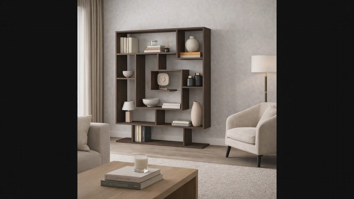 Bookcase Sarmasik Wengé Brown Melamine 124.8x149.4x22 cm