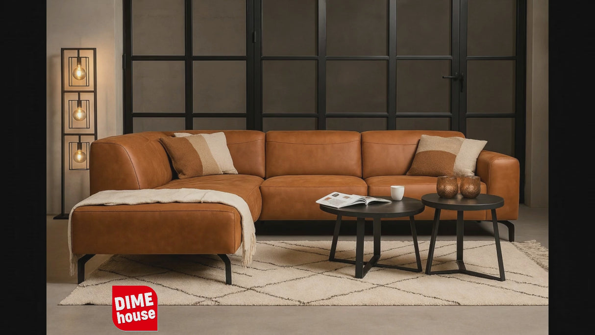 Corner sofa cognac ruboost eco leather Barin - left 
