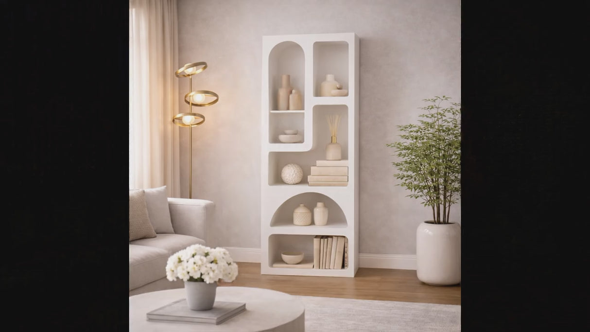 Bookcase Venus white melamine 60x150x32 cm