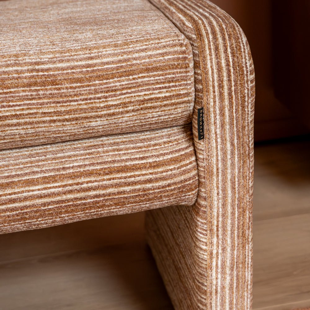 Eetkamerbanken-Eetkamerbank Ravi chenille beige/pink 100 cm Roze-Dimehouse