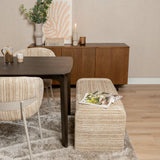 Eetkamerbanken-Eetkamerbank Ravi chenille beige/taupe 100 cm-Dimehouse