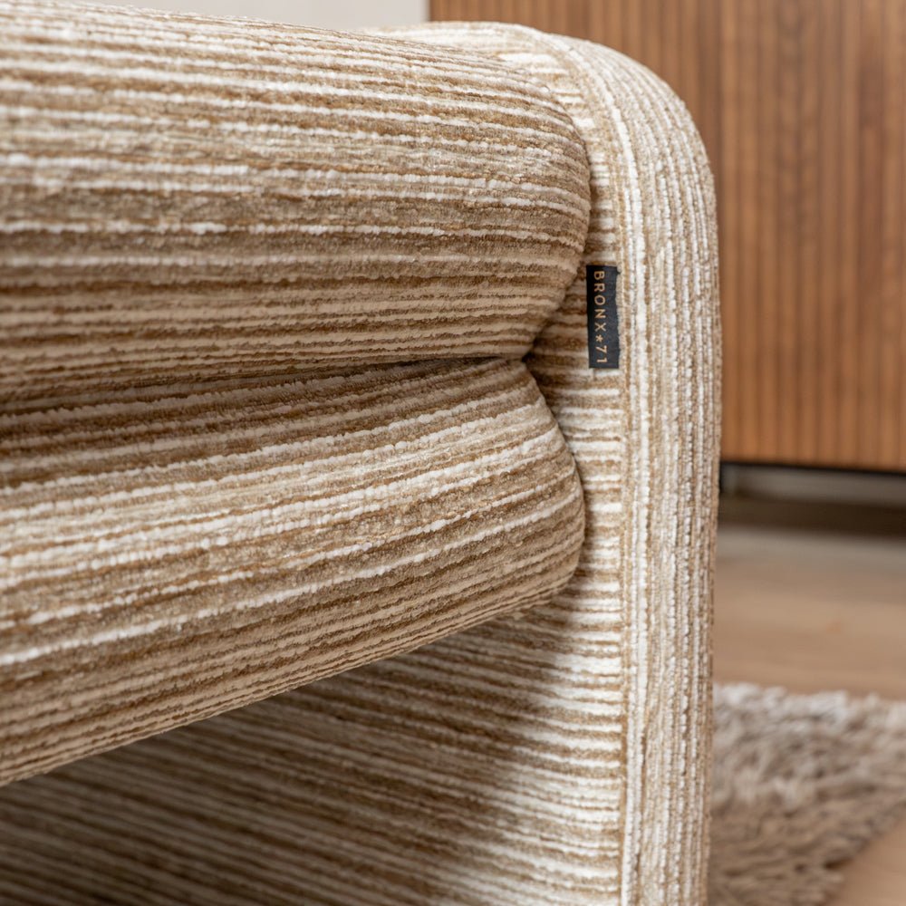 Eetkamerbanken-Eetkamerbank Ravi chenille beige/taupe 100 cm-Dimehouse