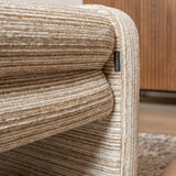 Eetkamerbanken-Eetkamerbank Ravi chenille beige/taupe 100 cm-Dimehouse