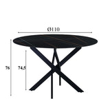 Eettafel Vivian Black Dimehouse Zwart LxBxH 121x121x11 Sintered stone Witfoto maatindicatie