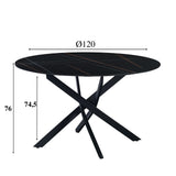 Eettafel Vivian Black Dimehouse Zwart LxBxH 132x132x11 Sintered stone Witfoto maatindicatie