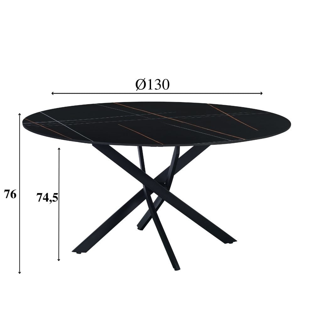 Eettafel Vivian Black Dimehouse Zwart LxBxH 120x16x7 Sintered stone Witfoto maatindicatie