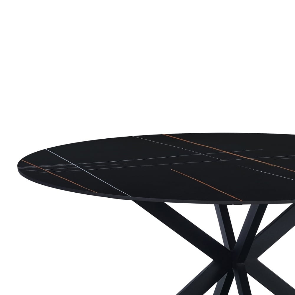 Eettafel Yuna Black Dimehouse Zwart LxBxH 132x132x11 Sintered stone Witfoto detail