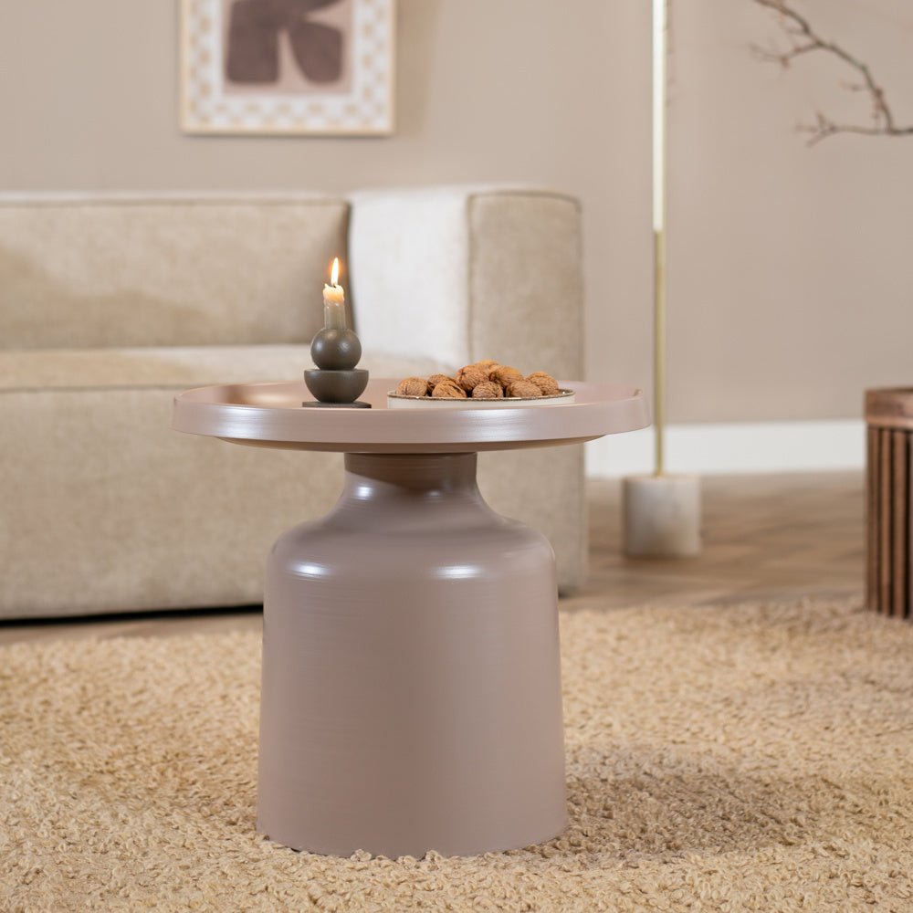 Coffee table Donna round metal taupe - image 2