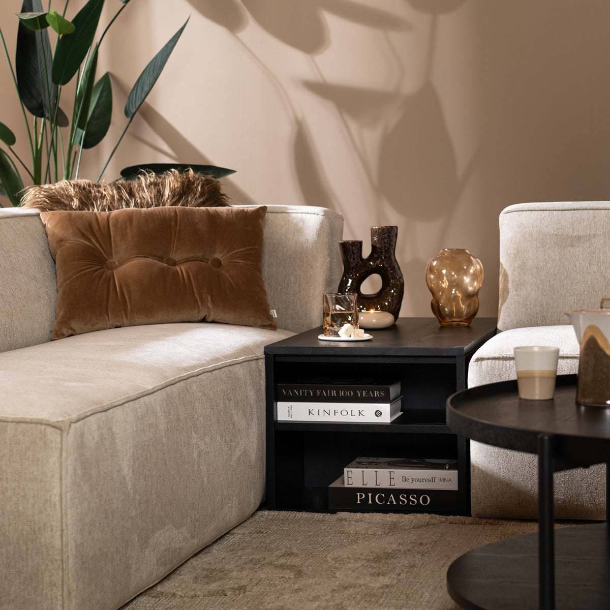 Side table Jaxx black oak 88x46 cm oak veneer