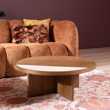 Salontafel Maeva Ø80 cm rustiek eiken Walnootlook Eikenfineer