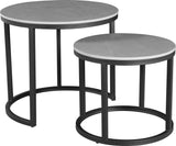 Ronde Salontafel Set van 2 Sintered Stone Marmerlook Paige Grijs