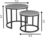 Round coffee table set of 2 sintered stone marble look paige gray