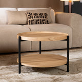 Coffee table Rio Ø58 cm white oak MDF + oak veneer