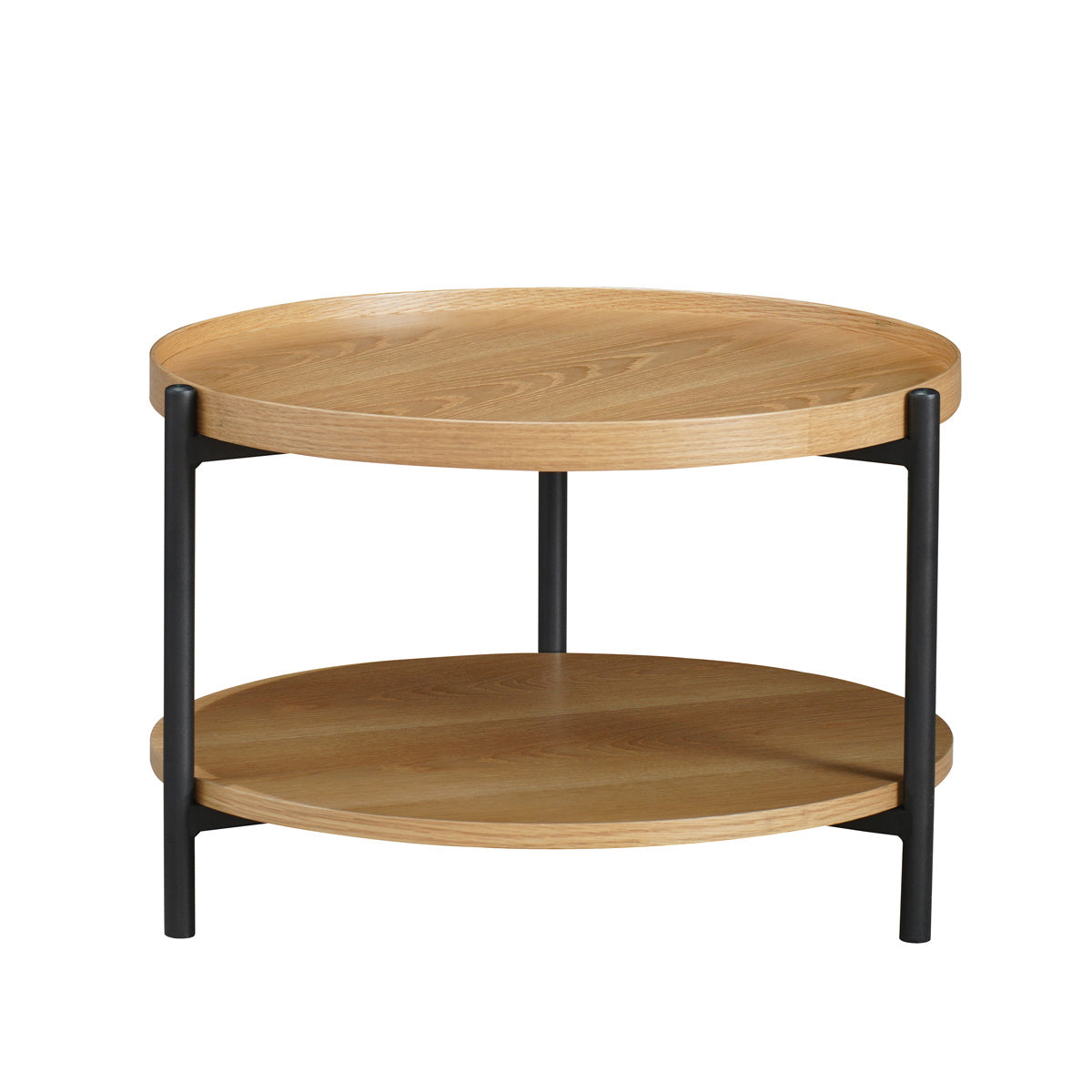Coffee table Rio Ø58 cm white oak MDF + oak veneer