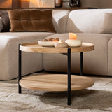 Coffee table Rio Ø58 cm white oak MDF + oak veneer