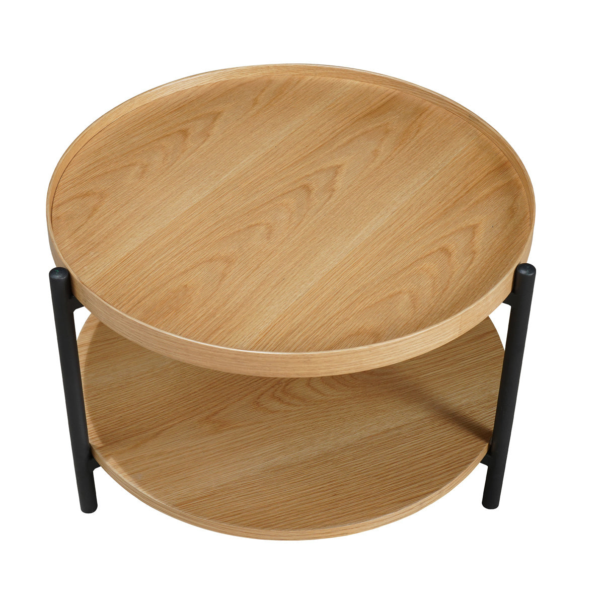 Coffee table Rio Ø58 cm white oak MDF + oak veneer